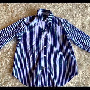 Chaps Size SM Petite Blue Stripped Button Down